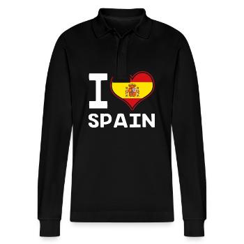 Spanien Spanisch - Stanley/Stella Unisex Bio-Langarm-Poloshirt Prepster - Schwarz - Vorne - Anna (173cm) & Nico (186cm)