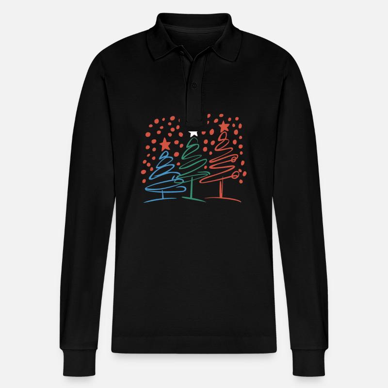 Weihnachtsbaum Christbaum Weihnachten - Stanley/Stella Unisex Bio-Langarm-Poloshirt Prepster - Schwarz
