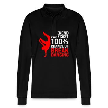 Breakdancing - Stanley/Stella Organic Unisex Long-Sleeved Polo Shirt Prepster - black - Front - Anna (173cm) & Nico (186cm)