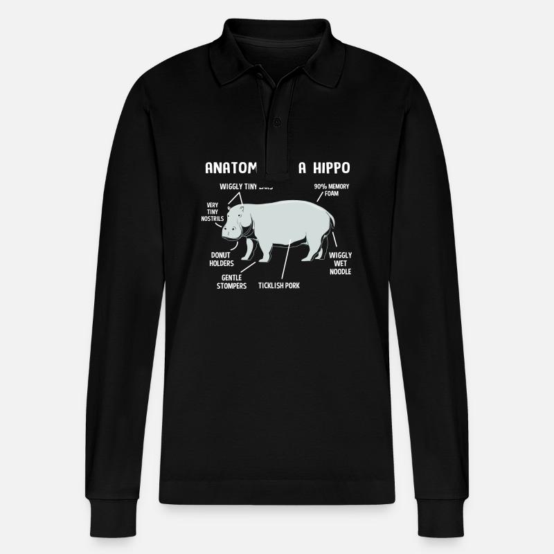 Nilpferd - Stanley/Stella Unisex Bio-Langarm-Poloshirt Prepster - Schwarz