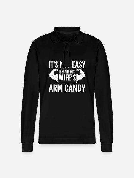 Arm Candy Husband - Stanley/Stella Organic Unisex Long-Sleeved Polo Shirt Prepster - black
