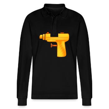 Water pistol - Stanley/Stella Organic Unisex Long-Sleeved Polo Shirt Prepster - black - Front - Anna (173cm) & Nico (186cm)