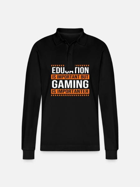 Gamer - Stanley/Stella Prepster økologisk unisex langærmet poloshirt - sort