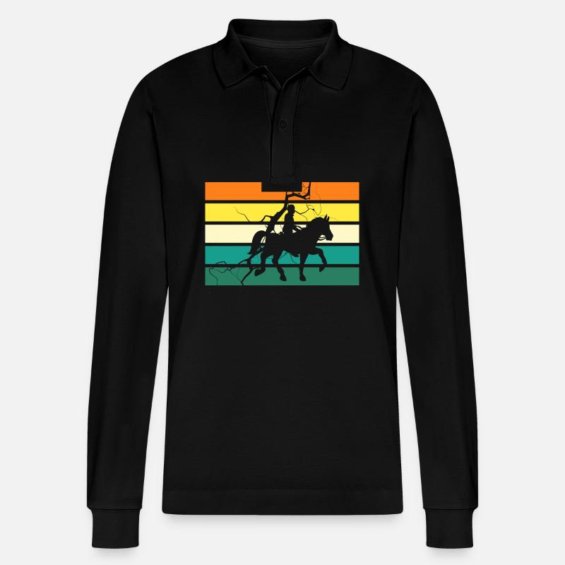 Reiten Pferde - Stanley/Stella Unisex Bio-Langarm-Poloshirt Prepster - Schwarz