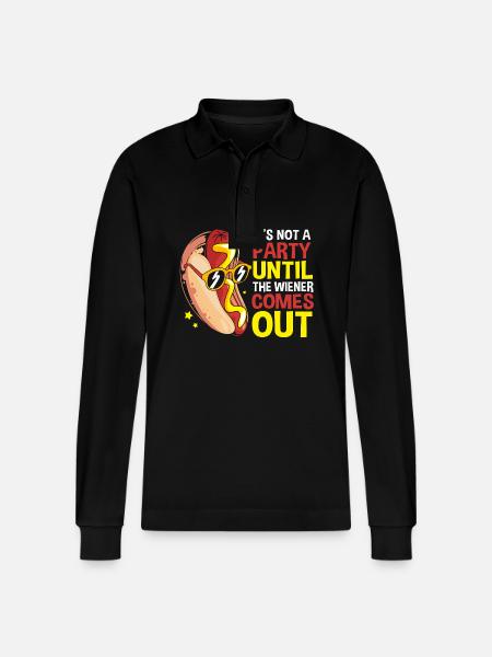 Hot Dog Snack - Stanley/Stella Organic Unisex Long-Sleeved Polo Shirt Prepster - black