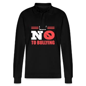 Bullying - Stanley/Stella Organic Unisex Long-Sleeved Polo Shirt Prepster - black - Front - Anna (173cm) & Nico (186cm)