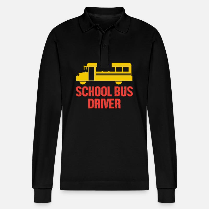 Schulbusfahrer Schulbus - Stanley/Stella Unisex Bio-Langarm-Poloshirt Prepster - Schwarz