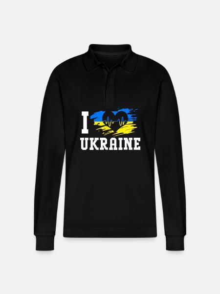 Ukraine - Stanley/Stella Organic Unisex Long-Sleeved Polo Shirt Prepster - black