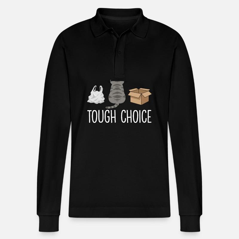 Harte Wahl Lustiger Katzenspruch - Stanley/Stella Unisex Bio-Langarm-Poloshirt Prepster - Schwarz