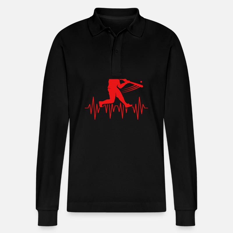 Baseball Herzschlag - Stanley/Stella Unisex Bio-Langarm-Poloshirt Prepster - Schwarz