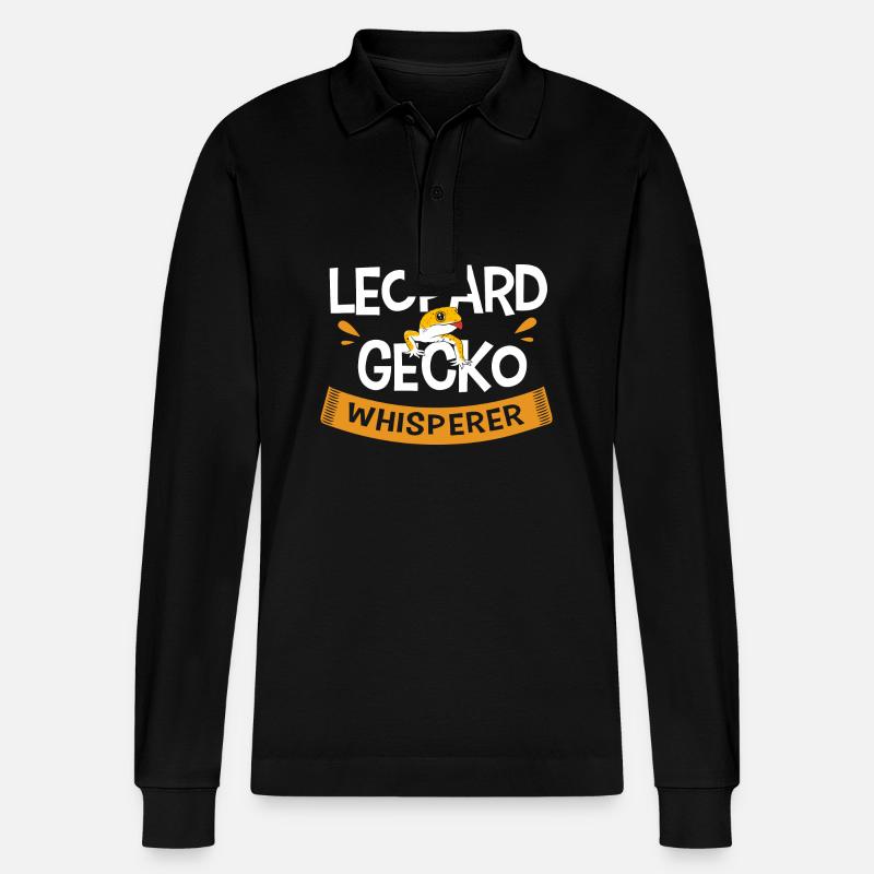 Leopard Gecko - Stanley/Stella Unisex Bio-Langarm-Poloshirt Prepster - Schwarz
