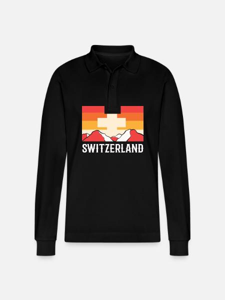 Schweiz - Stanley/Stella Unisex Bio-Langarm-Poloshirt Prepster - Schwarz