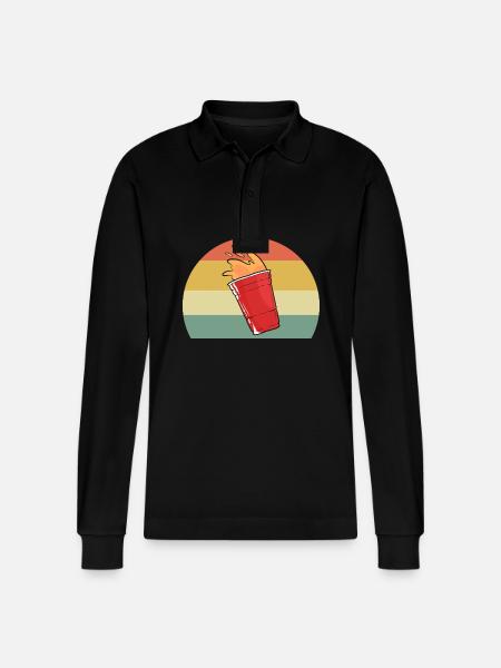 Beer Pong Beer Pong - Stanley/Stella Organic Unisex Long-Sleeved Polo Shirt Prepster - black