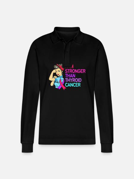 Thyroid cancer Thyroid cancer - Stanley/Stella Organic Unisex Long-Sleeved Polo Shirt Prepster - black
