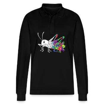 Grasshopper - Stanley/Stella Organic Unisex Long-Sleeved Polo Shirt Prepster - black - Front - Anna (173cm) & Nico (186cm)