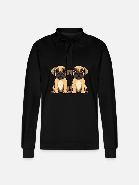 Bullmastiff Dog Comic - Stanley/Stella Organic Unisex Long-Sleeved Polo Shirt Prepster - black