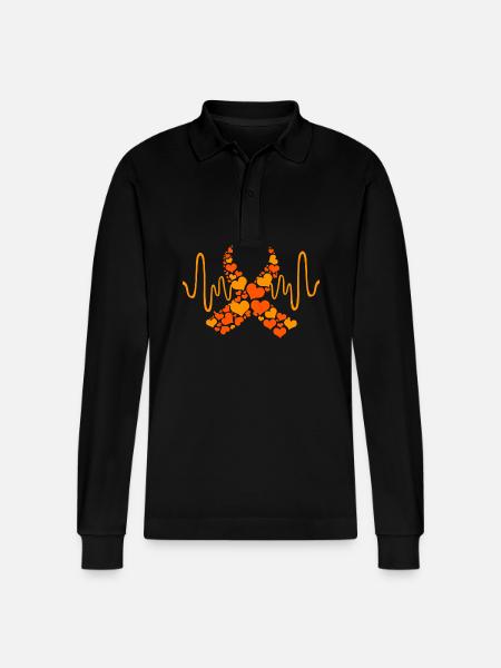 Leukemia Awareness - Stanley/Stella Organic Unisex Long-Sleeved Polo Shirt Prepster - black
