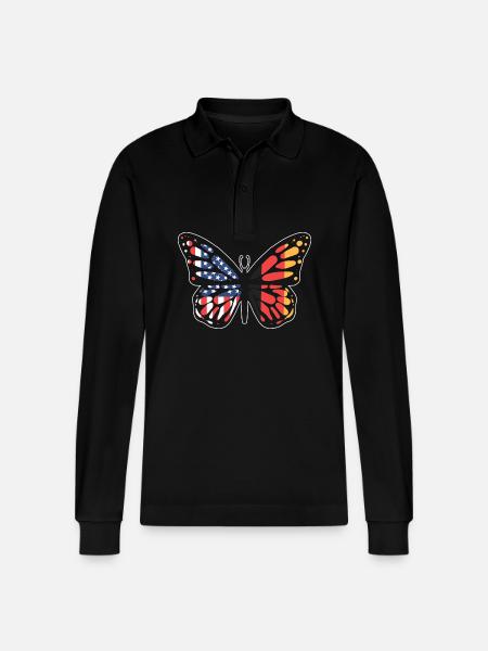 American German - Stanley/Stella Organic Unisex Long-Sleeved Polo Shirt Prepster - black