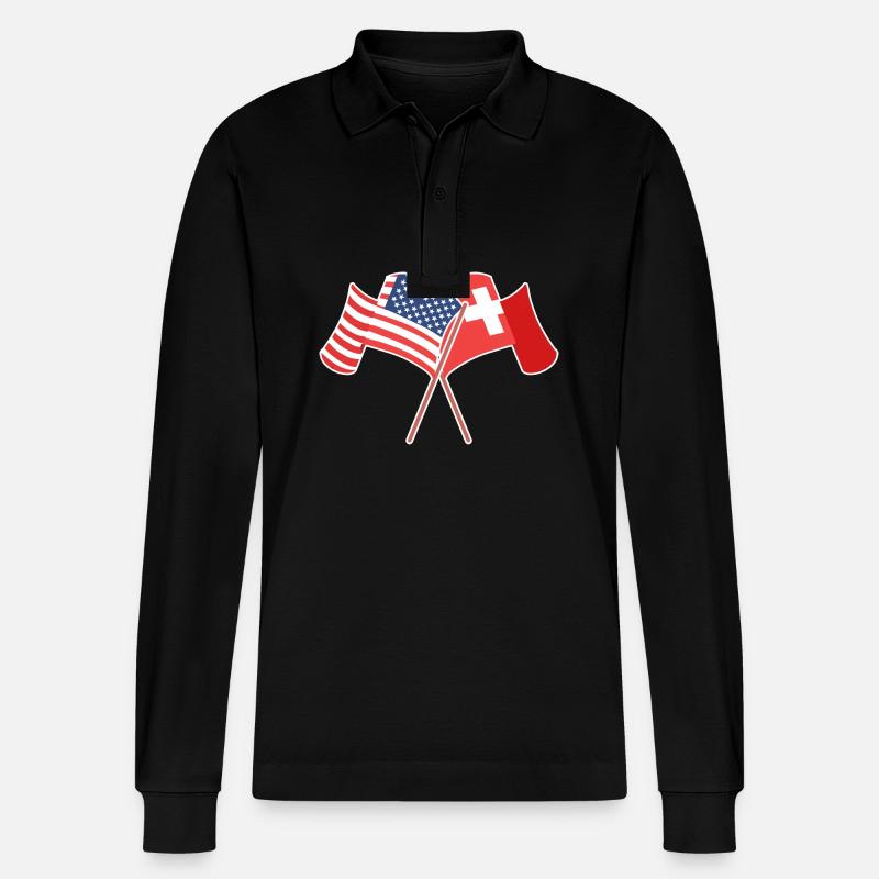 Schweiz Schweizer Schweizerdeutsch - Stanley/Stella Unisex Bio-Langarm-Poloshirt Prepster - Schwarz
