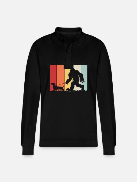 Dachshund - Stanley/Stella Organic Unisex Long-Sleeved Polo Shirt Prepster - black