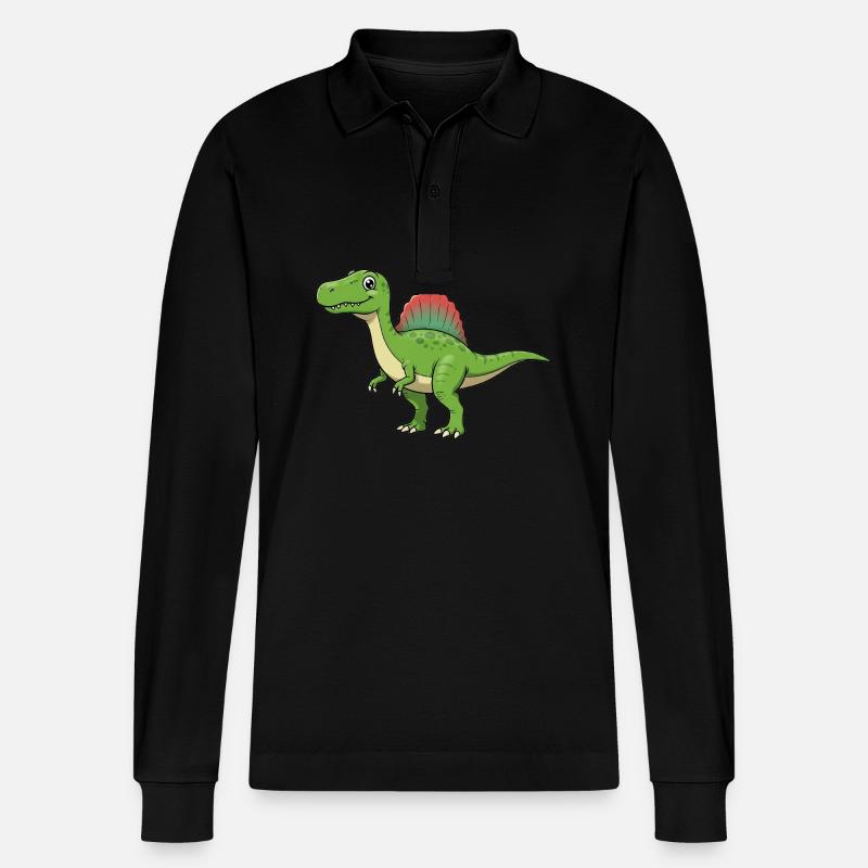 Dino Dessin Animé Spinosaurus - Polo à manches longues bio PREPSTER Stanley/Stella Unisexe - noir