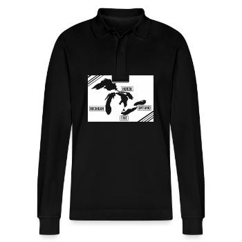 Great Lakes - Stanley/Stella Organic Unisex Long-Sleeved Polo Shirt Prepster - black - Front - Anna (173cm) & Nico (186cm)