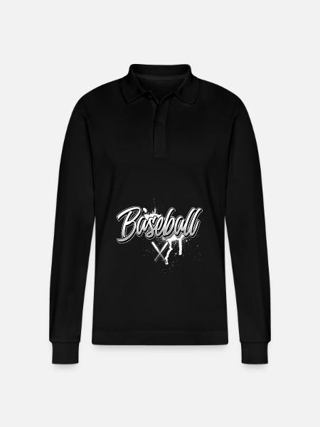 Baseball Lettering - Stanley/Stella Organic Unisex Long-Sleeved Polo Shirt Prepster - black