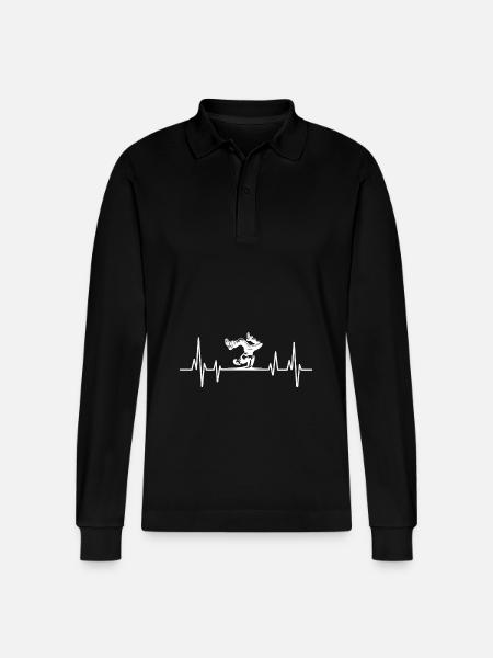 Breakdancing heartbeat - Stanley/Stella Organic Unisex Long-Sleeved Polo Shirt Prepster - black