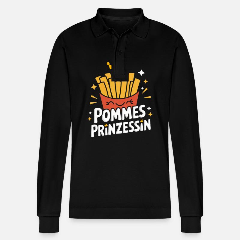 Frites, frites, restauration rapide - Polo à manches longues bio PREPSTER Stanley/Stella Unisexe - noir
