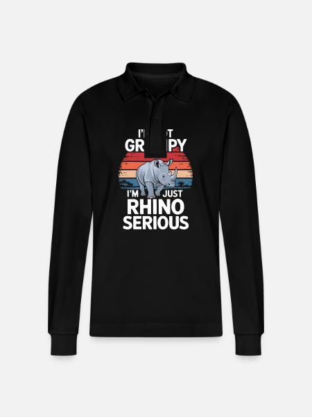Rhinoceros Rhinoceros - Stanley/Stella Organic Unisex Long-Sleeved Polo Shirt Prepster - black