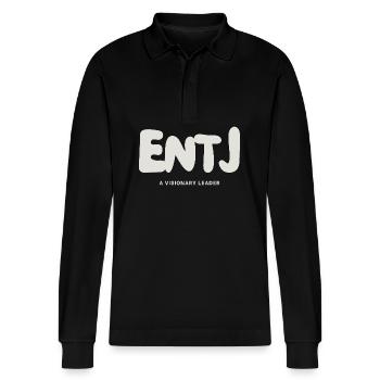 ENTJ MBTI Myers Briggs Personality Extrovert - Stanley/Stella Organic Unisex Long-Sleeved Polo Shirt Prepster - black - Front - Anna (173cm) & Nico (186cm)