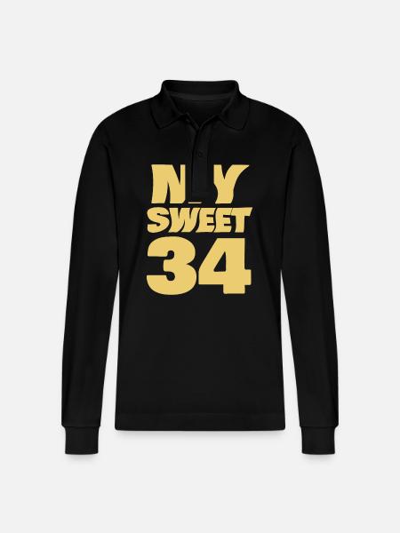 Sweet 34 - Stanley/Stella Organic Unisex Long-Sleeved Polo Shirt Prepster - black