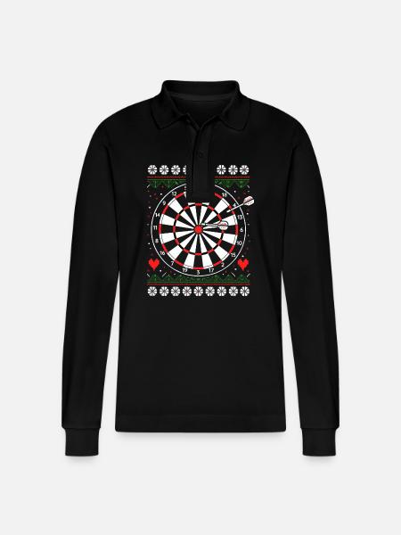 Darts Dart Dartboard Ugly Christmas - Stanley/Stella Organic Unisex Long-Sleeved Polo Shirt Prepster - black