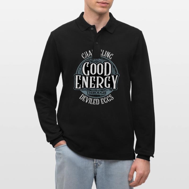 Channeling Good Energy Through Deviled Eggs Style Stanley/Stella Organic Unisex Long-Sleeved Polo Shirt Prepster