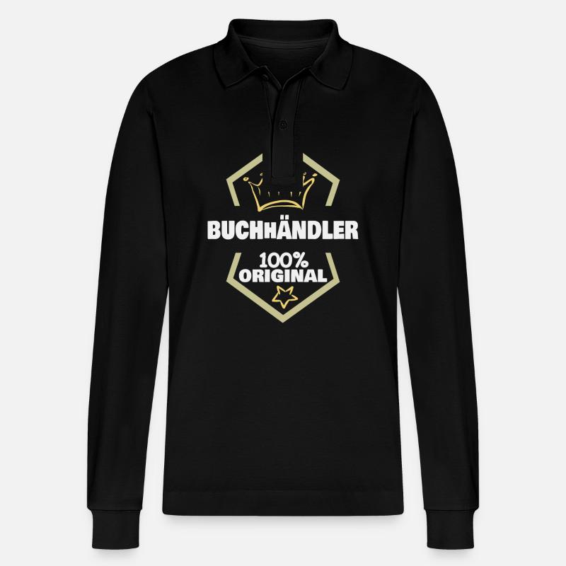 Arbeit Buchhändler - Stanley/Stella Unisex Bio-Langarm-Poloshirt Prepster - Schwarz