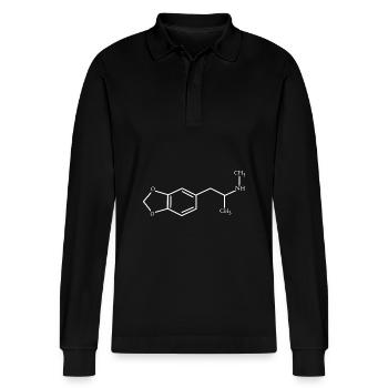 MDMA Formula - Chemical Formula - Stanley/Stella Organic Unisex Long-Sleeved Polo Shirt Prepster - black - Front - Anna (173cm) & Nico (186cm)