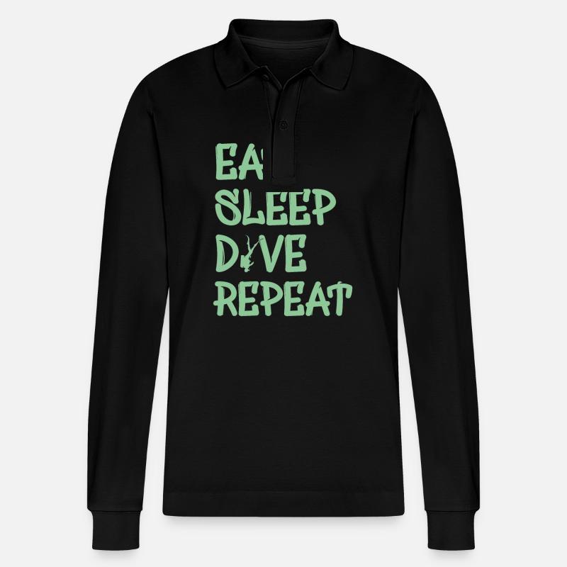 eat sleep dive repeat - Stanley/Stella Unisex Bio-Langarm-Poloshirt Prepster - Schwarz