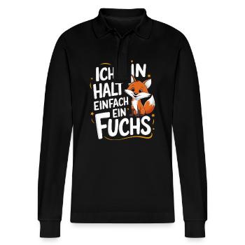 Fuchs Füchse Wildtier Waldtier Rotfuchs - Stanley/Stella Unisex Bio-Langarm-Poloshirt Prepster - Schwarz - Vorne - Anna (173cm) & Nico (186cm)