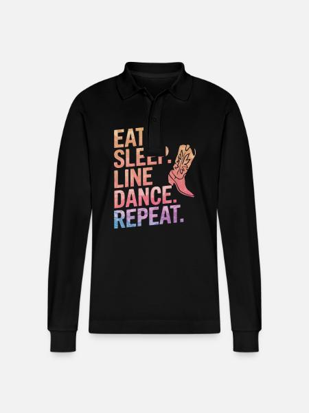 Line Dancing Dancing Dancers - Stanley/Stella Organic Unisex Long-Sleeved Polo Shirt Prepster - black