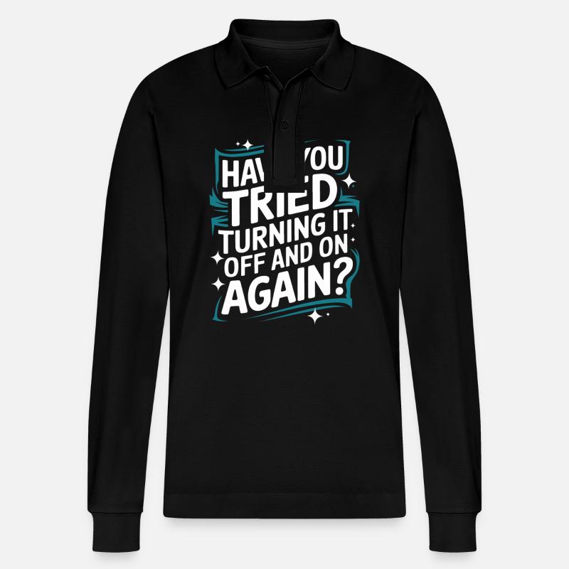 Technischer Support Computerfreak Nerd - Stanley/Stella Unisex Bio-Langarm-Poloshirt Prepster - Schwarz