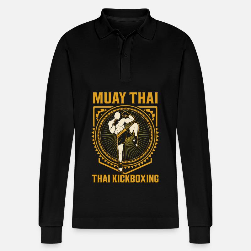 Muay Thai Kickboxing - Stanley/Stella Unisex Bio-Langarm-Poloshirt Prepster - Schwarz