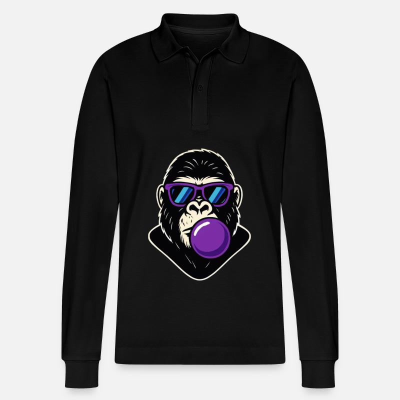 Bubble Gorilla - Stanley/Stella Unisex Bio-Langarm-Poloshirt Prepster - Schwarz
