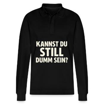 Can you be quietly stupid? - Stanley/Stella Organic Unisex Long-Sleeved Polo Shirt Prepster - black - Front - Anna (173cm) & Nico (186cm)