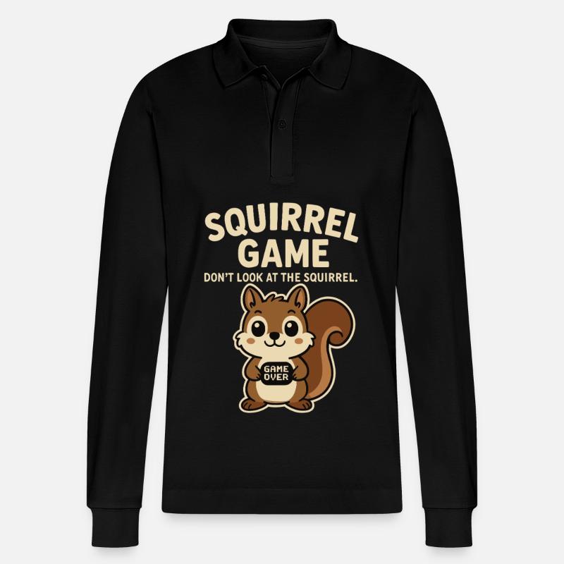 Eichhörnchen Lustiger Spruch game over - Stanley/Stella Unisex Bio-Langarm-Poloshirt Prepster - Schwarz