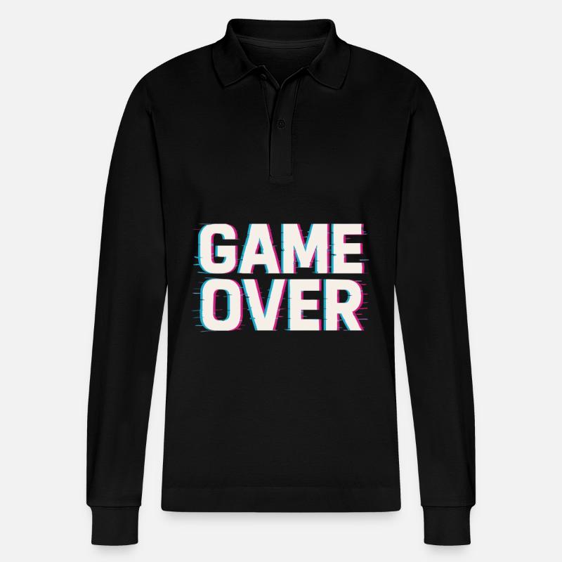 Game Over – Effet Glitch - Polo à manches longues bio PREPSTER Stanley/Stella Unisexe - noir