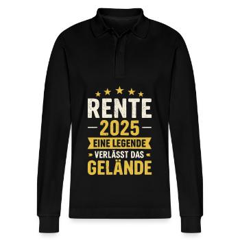 Rente 2025 - Legende - Stanley/Stella Unisex Bio-Langarm-Poloshirt Prepster - Schwarz - Vorne - Anna (173cm) & Nico (186cm)