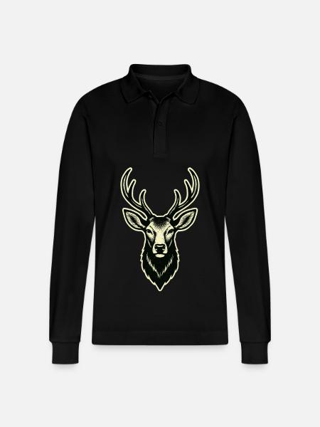 Hirsch Hirschgeweih - Stanley/Stella Unisex Bio-Langarm-Poloshirt Prepster - Schwarz