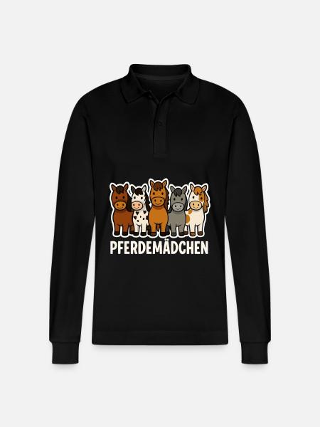Pferdemädchen – Süßes Pony Design - Stanley/Stella Unisex Bio-Langarm-Poloshirt Prepster - Schwarz
