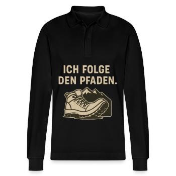Wandern Berge Pfade Spruch - Stanley/Stella Unisex Bio-Langarm-Poloshirt Prepster - Schwarz - Vorne - Anna (173cm) & Nico (186cm)