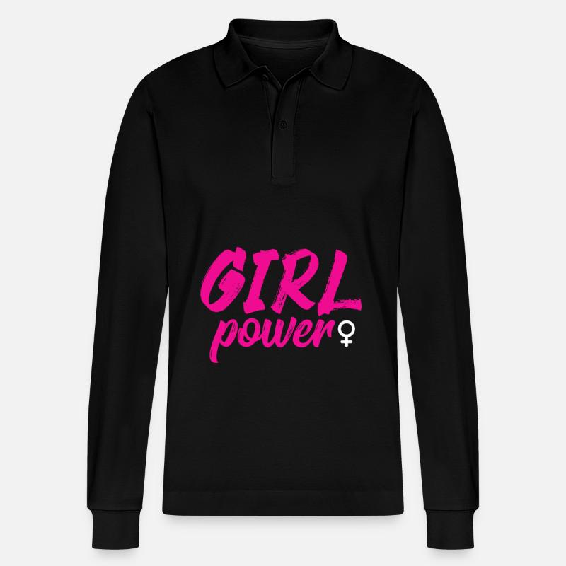 Girl Power - Stanley/Stella Unisex Bio-Langarm-Poloshirt Prepster - Schwarz